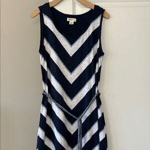 Style & Co. Chevron Stripe Maxi Dress Sz LP w MEASUREMENTS + Braided Belt